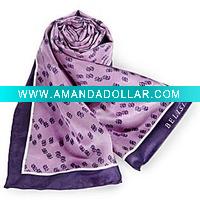 Wholesale Purple silk scarf with full printing for OEM give away