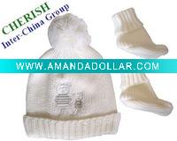 Wholesale infant hat and socks set,thinsulate lined