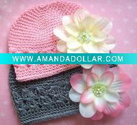 Wholesale baby crochet beanies beanie kufi hat with flowers