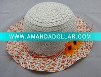 Wholesale sun helmet women straw hat /flower caps/popular orange straw hat