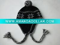Wholesale 2011 sheepwool jacquard knitted crochet ear hat for children