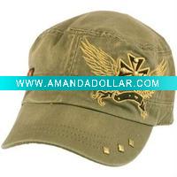 Wholesale washed baseball cap military cap with patch and embroidered