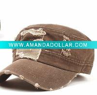 Wholesale washed baseball cap military cap with patch and embroidered