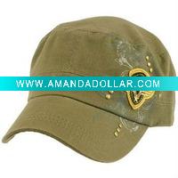 Wholesale washed military cap with patch and embroidered