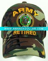 Wholesale washed military cap with patch and embroidered