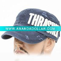 Wholesale washed military cap with patch and embroidered