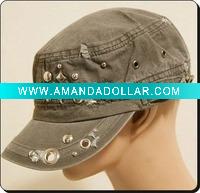 Wholesale washed military cap with patch and embroidered