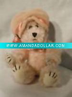 Stuffed plush white bear with hat animal toys