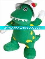 Stuffed & plush green dinosaur with hat animal toys