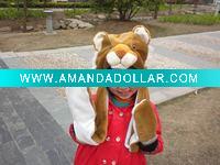 Wholesale plush animal hat with glove, winter hat