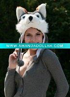 Wholesale winter animal hat,plush husky hat