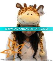 Wholesale plush giraffe hat, animal hat