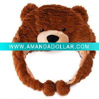 Wholesale plush bear hats winter hats animal shape hats