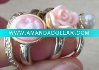 Wholesale Exclusive Gold plated Fashion Wholesale Cameo and flower ring sets,different sizes,good for sell