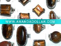 Wholesale Tigers Eye Stone silver tone Ring
