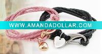 pink leather bracelet(SLL3156)