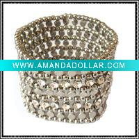 Wholesale fashion jewelry 4rows wide elastic zinc alloy bangle bracelet