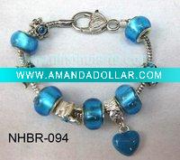 Wholesale Brand bracelet silver tone with beads and charms
