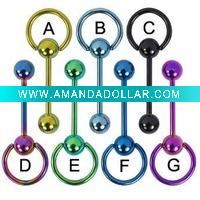 Wholesale Titanium door knocker straight barbell ring body tongue piercing jewelry