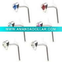 Wholesale NEW SEXY LOVE HEART NOSE STUD RING PIN SOLID SILVER,nose jewelry,nose ring
