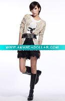 Wholesale [db2504] newest designer wholesale retial conciseness elegant flower pattern mash-up woolen lady knit cardigan