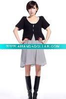 Wholesale [db2407 2011 new designer wholesale retial cotton100% elegant mash-up cotton big round neck lady cardigan