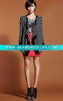 Wholesale dc0320 free shipping hot selling wholesale! retail,guaranteed 100% fashion striep print cotton knit lady cardigan