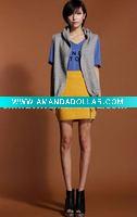 Wholesale [dc0321] hot selling newest designer wholesale cheap mash-up loose knit gray knit lady waistcoat
