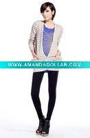 Wholesale db2406 wholesale! retail,guaranteed 100% V neck stripe wool knit cardigan for lady
