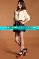 Wholesale [dd0714]New arrive wholesale retail high quality sweetly rivet shoulder decorate chiffon lady blouse