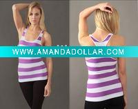 Seamless Striped Tank Top/lady stripe top vest
