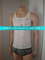 men singlet with print 2x2 RIB