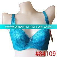 Wholesale cheap stock lady's bra lace padded bra with foam