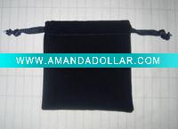 black drawstring velvet bag