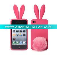 Wholesale Low price for Newest popular silicone rubber rabbit shape mobile iphone4G protector case