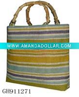 Wholesale bamboo handle jute shopping bag