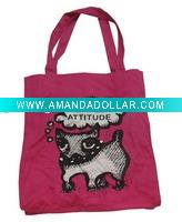Wholesale hot sale canvas shopping bag with cute pattern