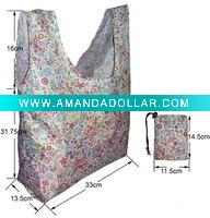 Wholesale nylon foldable shopping bag with drawstring pouch