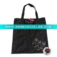Wholesale cute animal foldable 190T polyester shopping handbag