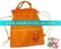 Wholesale orange color drawstring bags