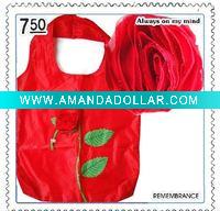 Waterproof polyster folding rose shopping bag WB-02-2
