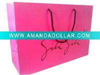 Wholesale printed pink paper shopping bag