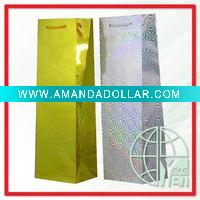 Wholesale solid paper wine bag with laser lamination (ENV-WB024)