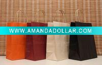 Wholesale full color printed kraft bags,twisted handle paper bags