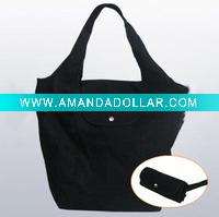 black foldable canvas shopping bag(CS-003)