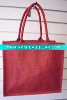 Red Cotton Canvas Shopping Bag