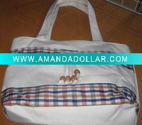 17" white canvas shopping bag