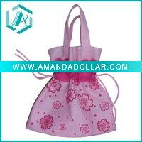 high-quality pink draw string nylon shopping bag