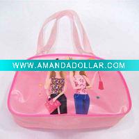 pink pvc shopping handbag