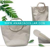 Wholesale 600D polyester promotional shopping bag with cotton handle